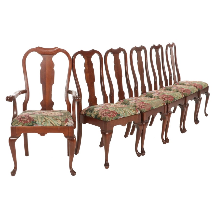 Six Pennsylvania House Queen Anne Style Cherry Dining Chairs, Late 20th Century