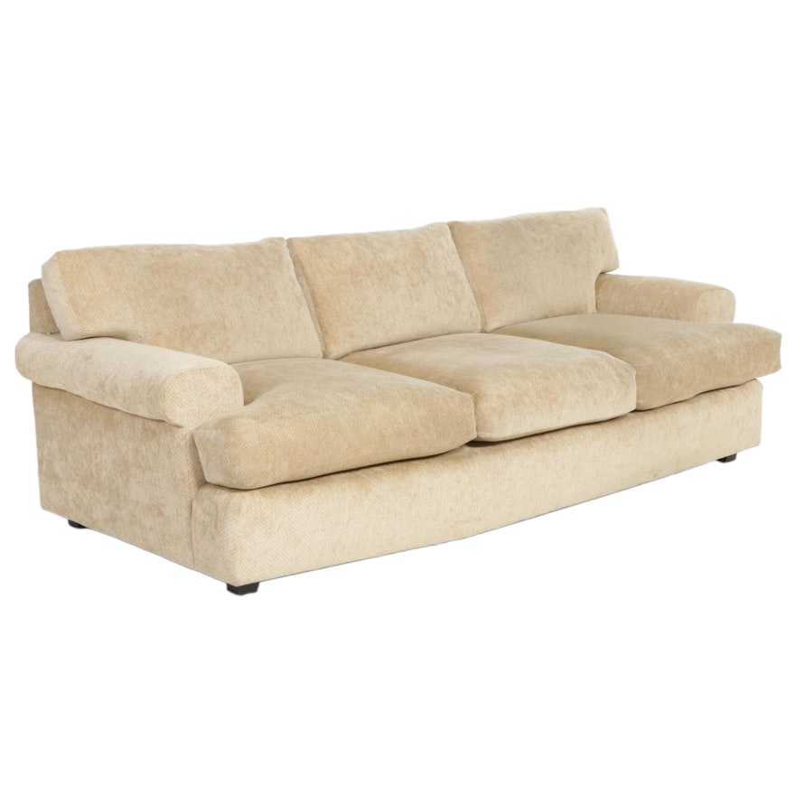 Contemporary Upholstered Rolled-Arm Sofa