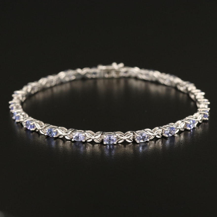 Stering Tanzanite Fancy Link Bracelet