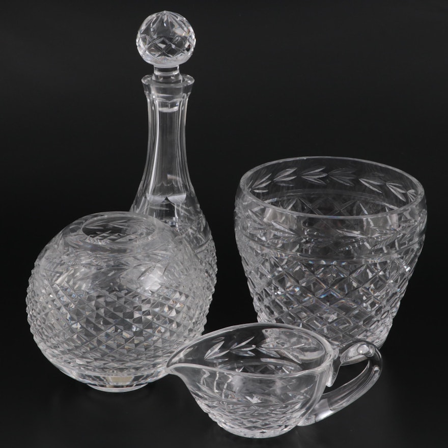 Waterford Crystal "Glandore" Decanter, Ice Bucket, Rose Bowl, and Sauce Boat