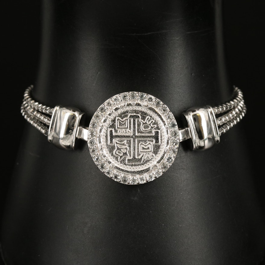 Sterling Zircon Teutonic Cross Bracelet