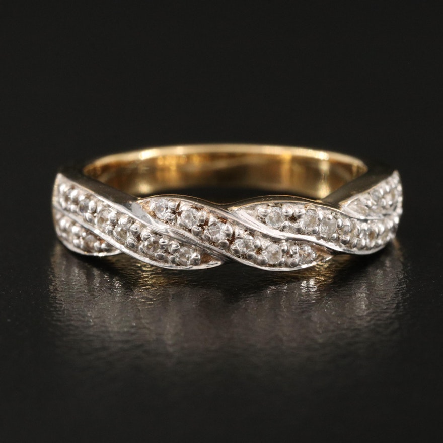 Sterling Silver Zircon Braided Band