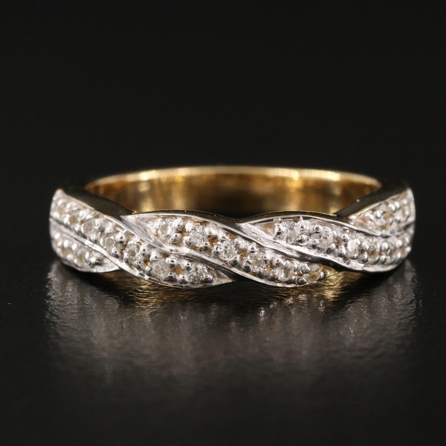 Sterling Silver Zircon Braided Band