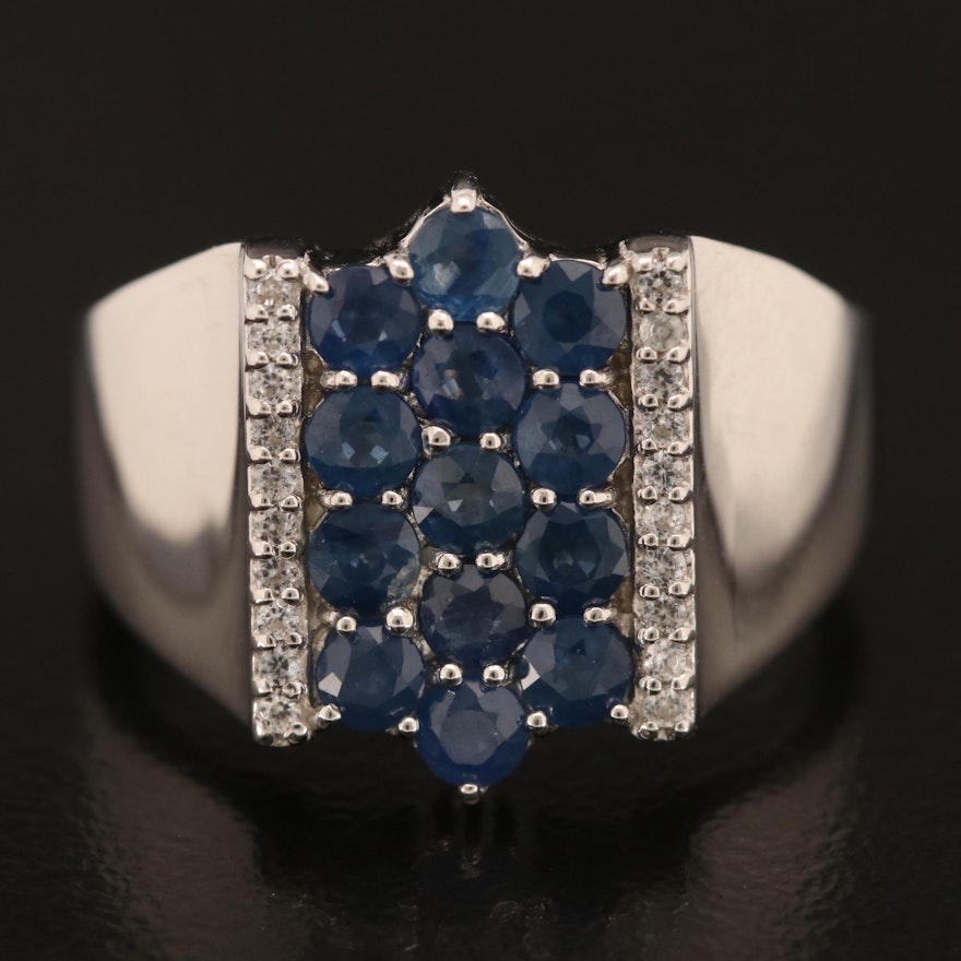 Sterling Sapphire and Zircon Ring