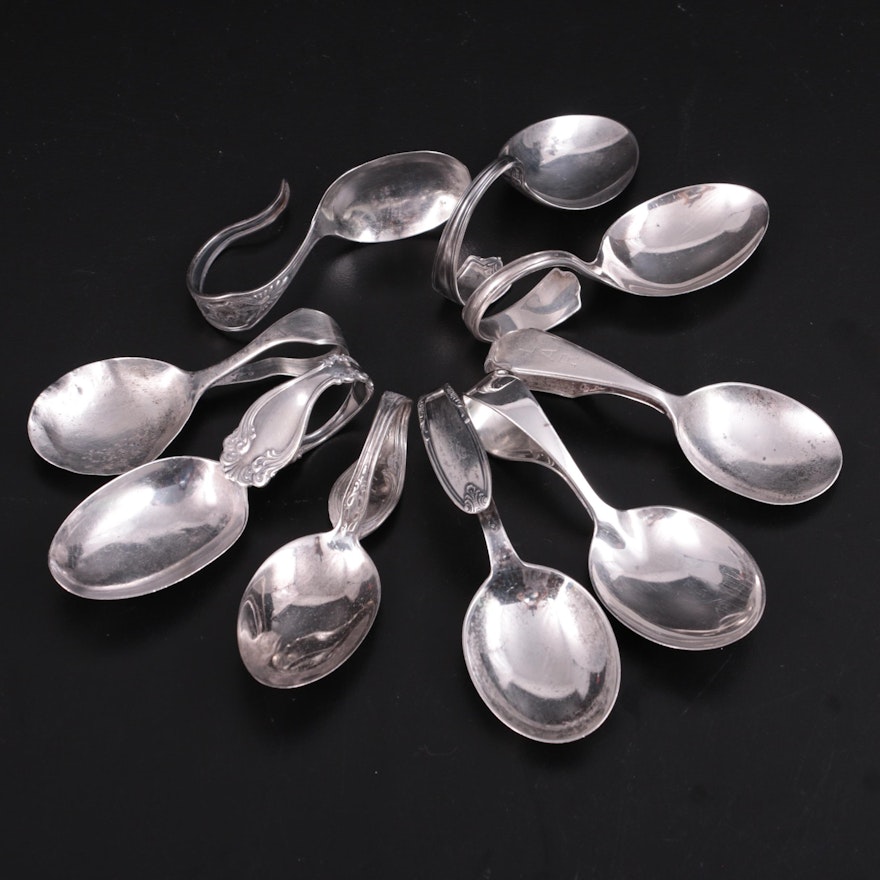 Lunt, Alvin, Webster and Other Sterling Silver Curved Handle Baby Spoons