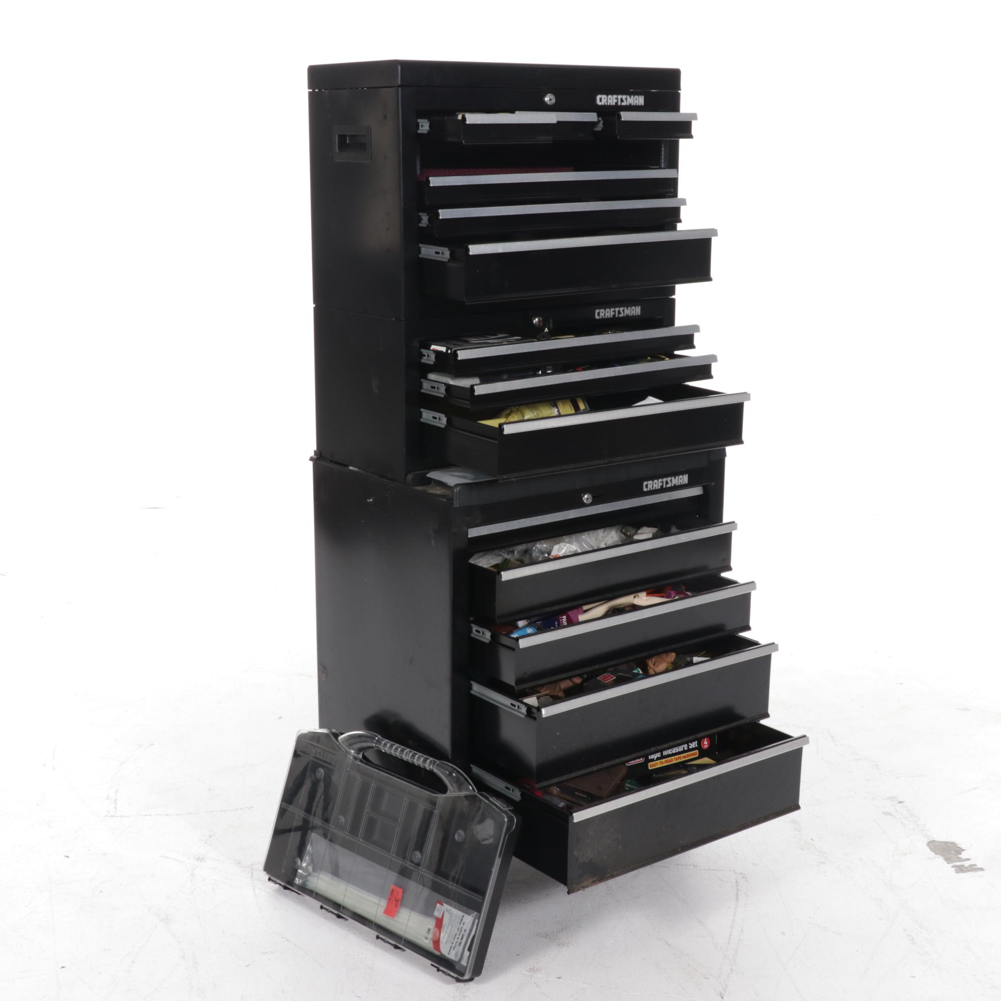 Craftsman Black Tool Chest on Wheels with Tools