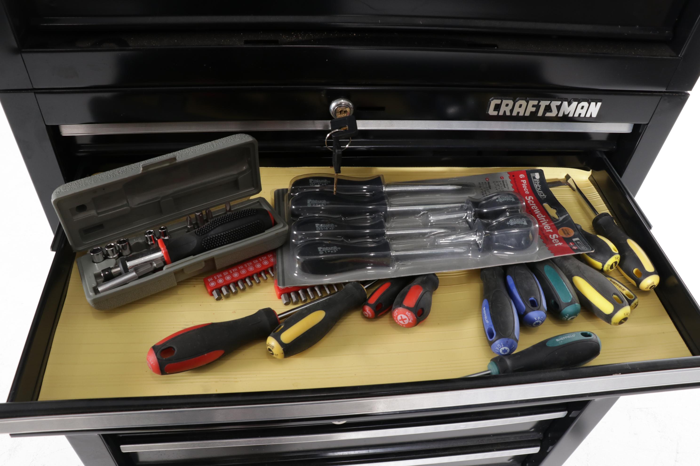 Craftsman Black Tool Chest on Wheels with Tools