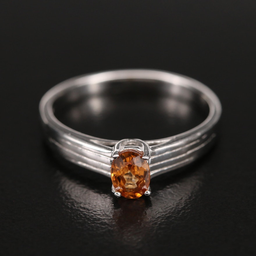 Sterling Zircon Solitaire Ring