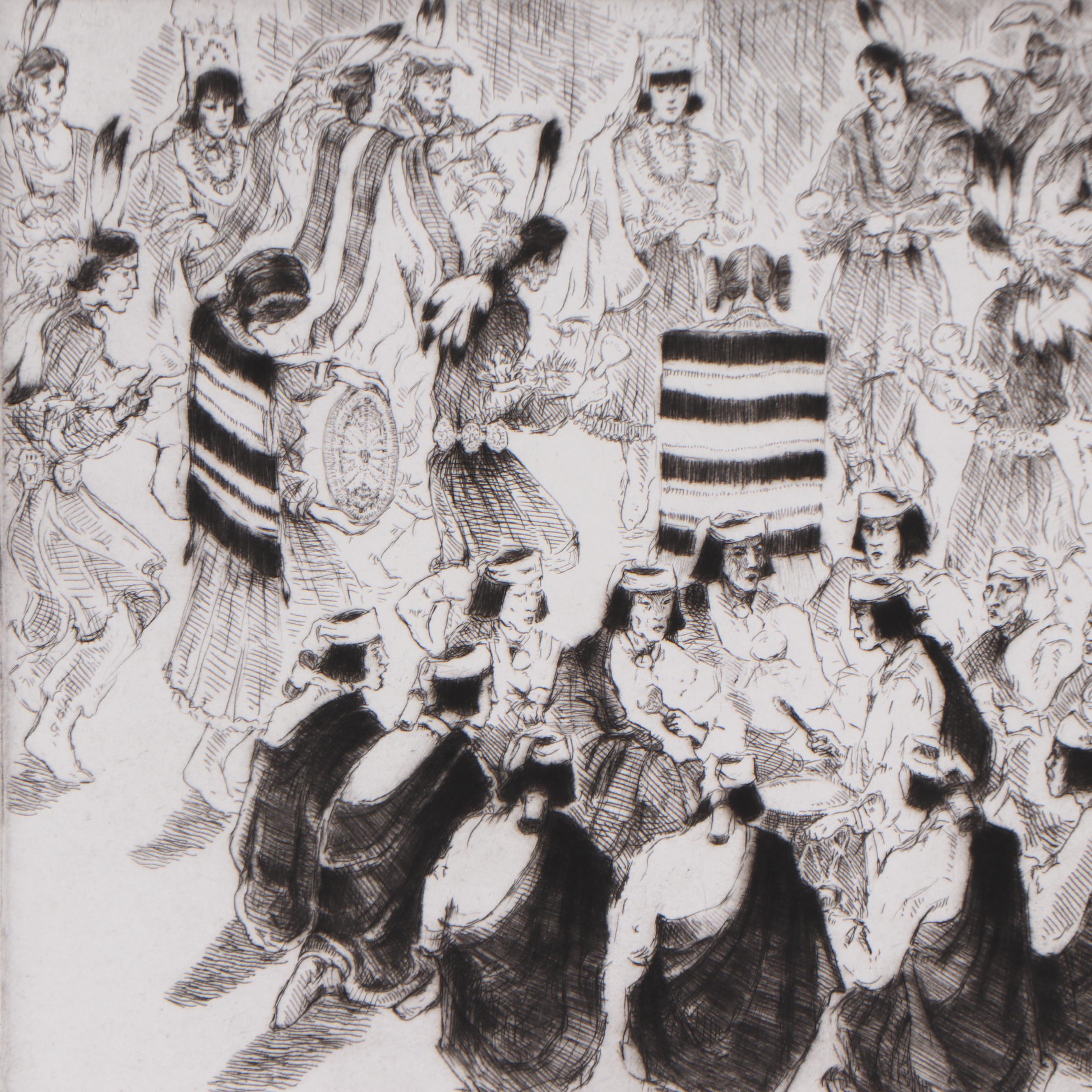 Gene Kloss Etching "Domingo Basket Dance," 1973