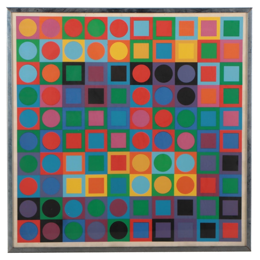 Serigraph After Victor Vasarely Serigraph "Planetary Folklore Participants"