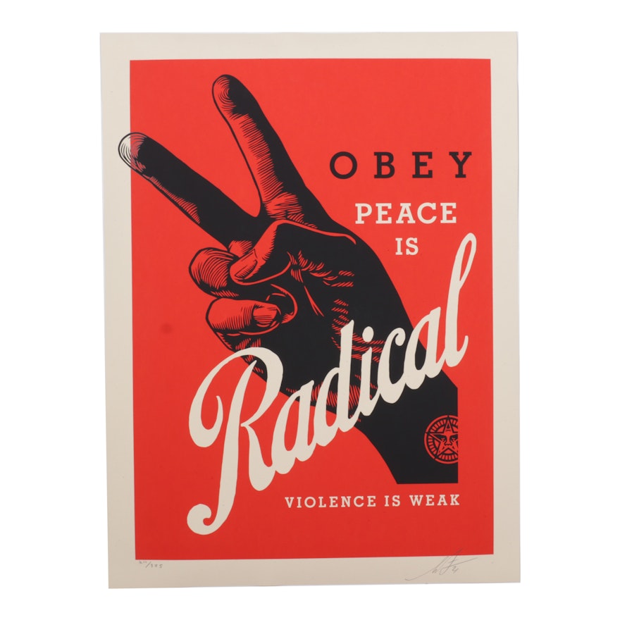 Shepard Fairey Serigraph "Obey Radical Peace (Red)," 2021