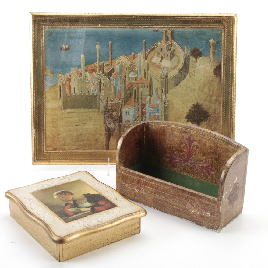 Florentine Giltwood Jewelry Box and Other Decorative Accessories