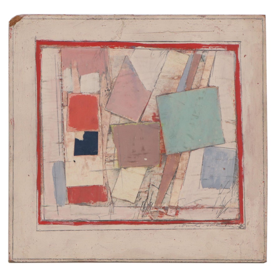 Ronald Ahlström Abstract Mixed Media Painting, 1976