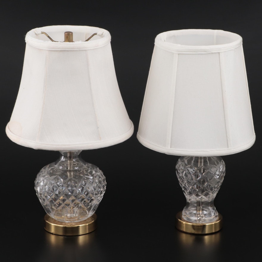 Waterford Crystal "Giftware" Lamps with White Fabric Shades