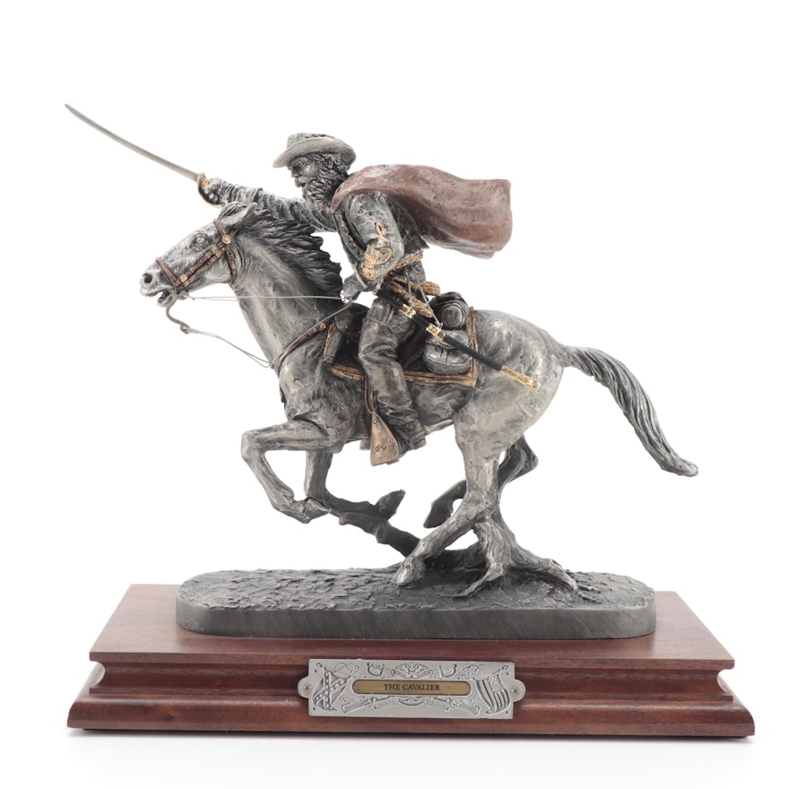 Francis Barnum for Chilmark "The Cavalier" Signed Pewter Sculpture, 1995