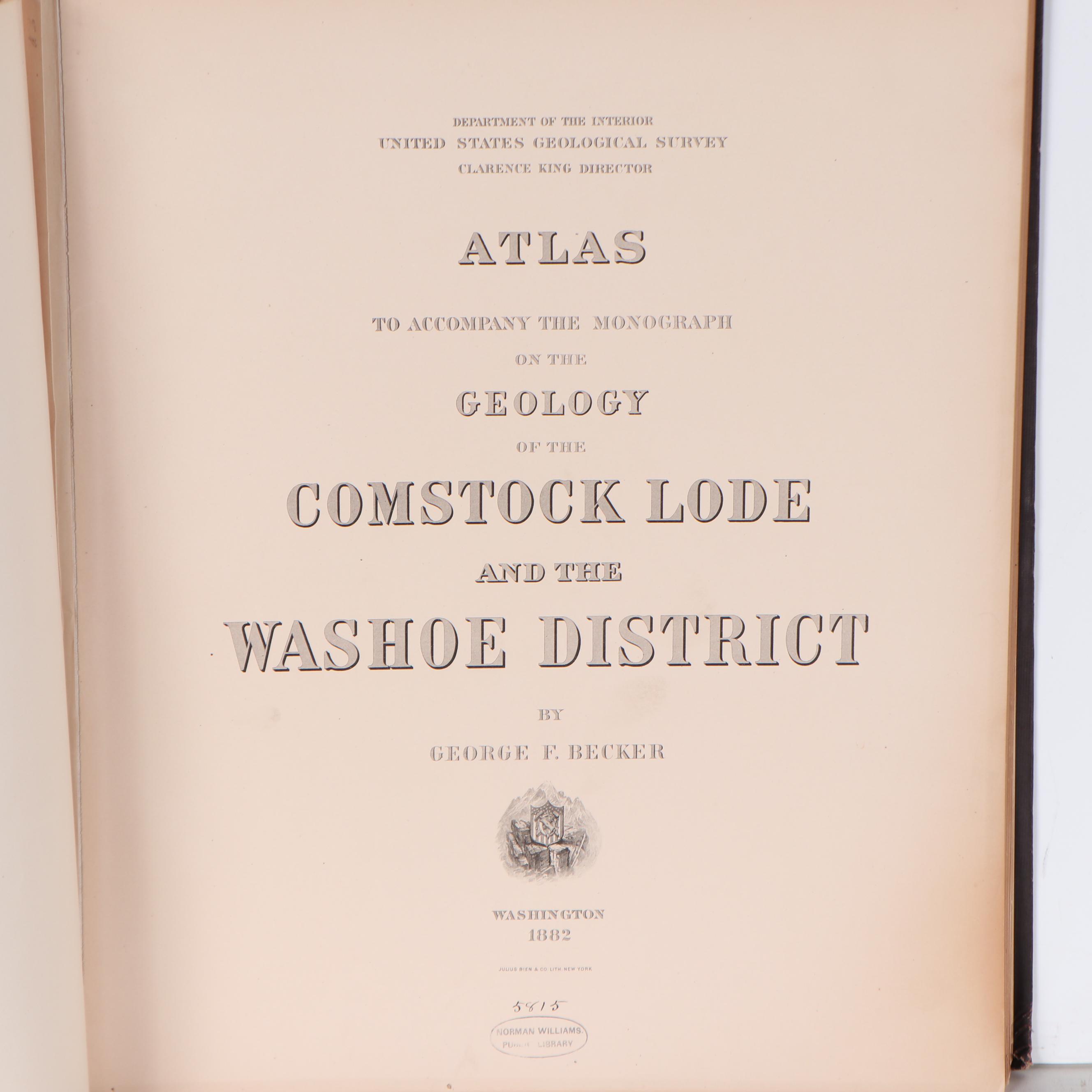 USGS "Atlas of Mining Maps of the Comstock Lode and Washoe District," 1882