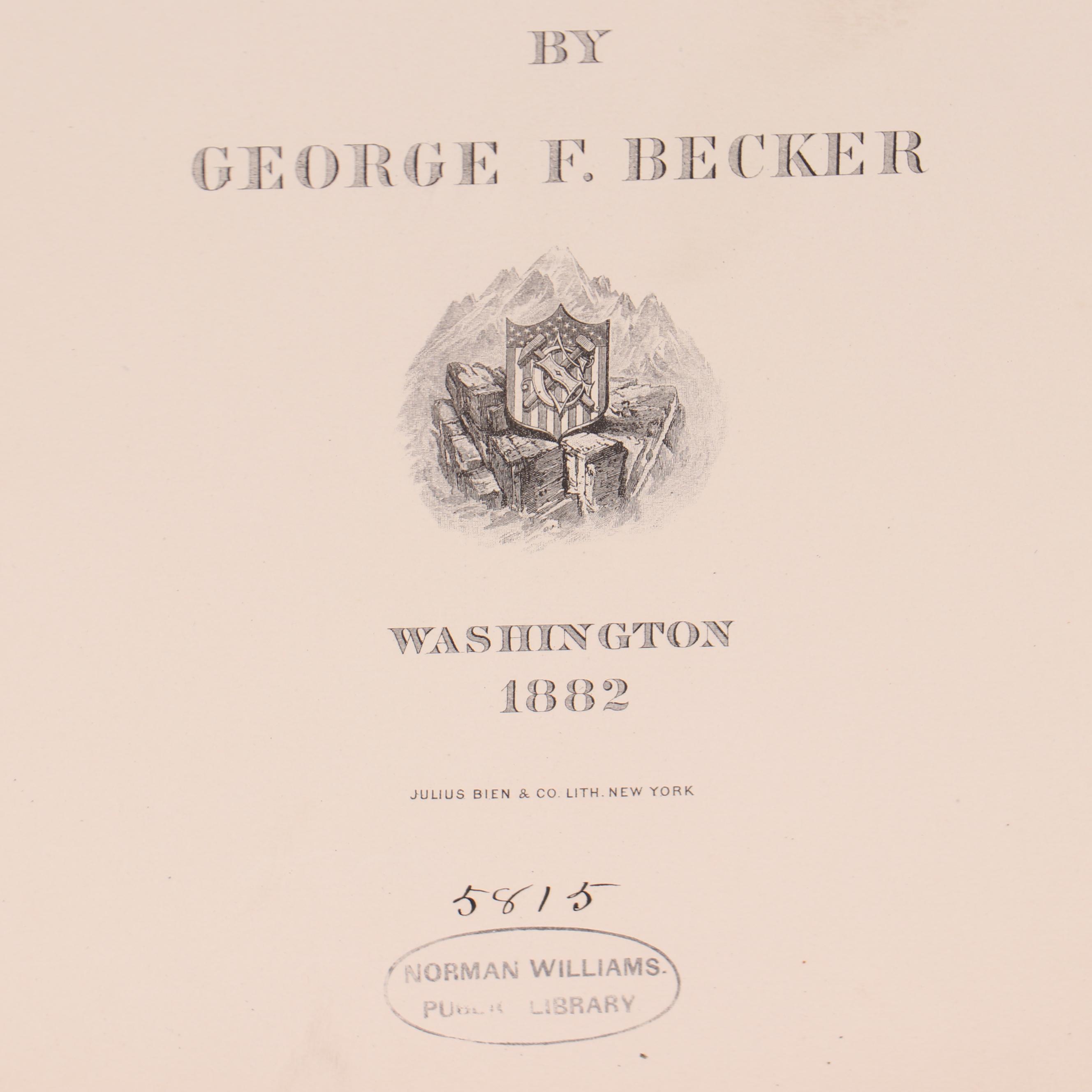 USGS "Atlas of Mining Maps of the Comstock Lode and Washoe District," 1882