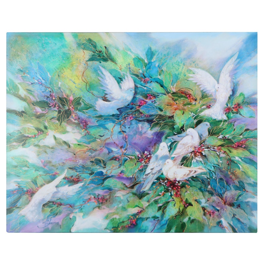 Phil Skoczen Large-Scale Acrylic Painting of Doves