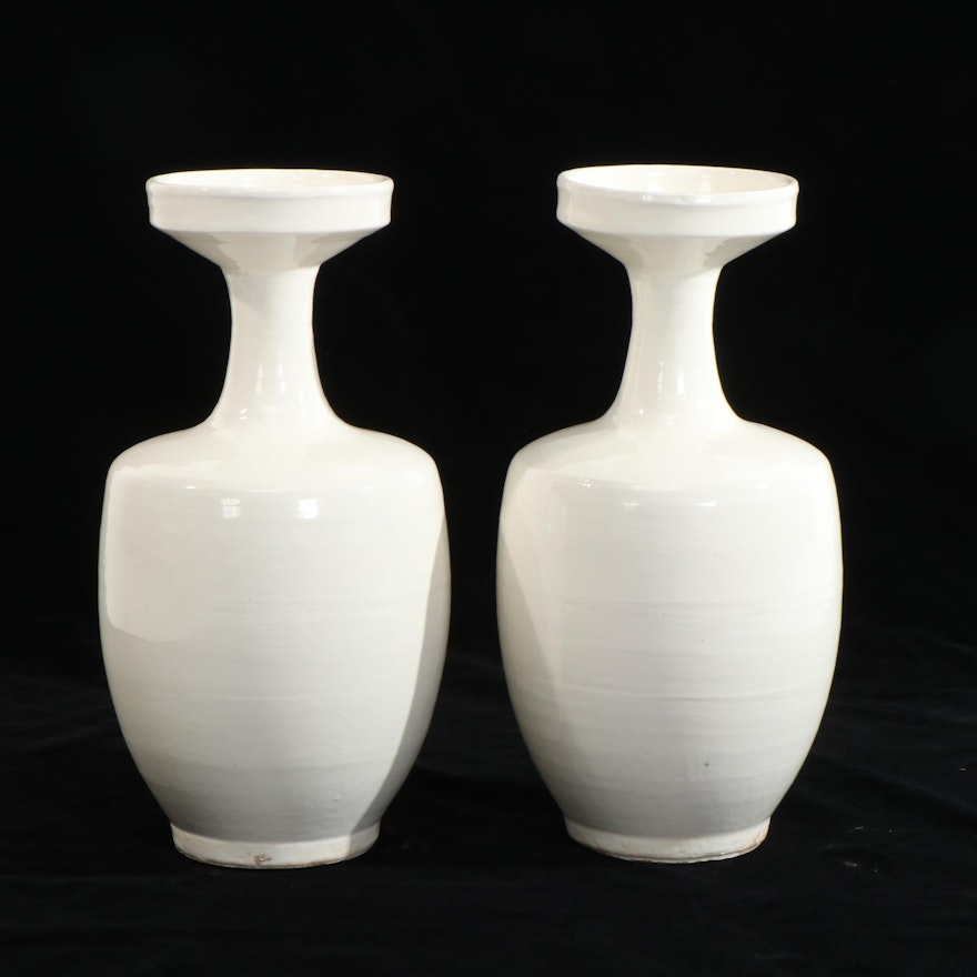 Mid Century Modern Earthenware Bottleneck Vases