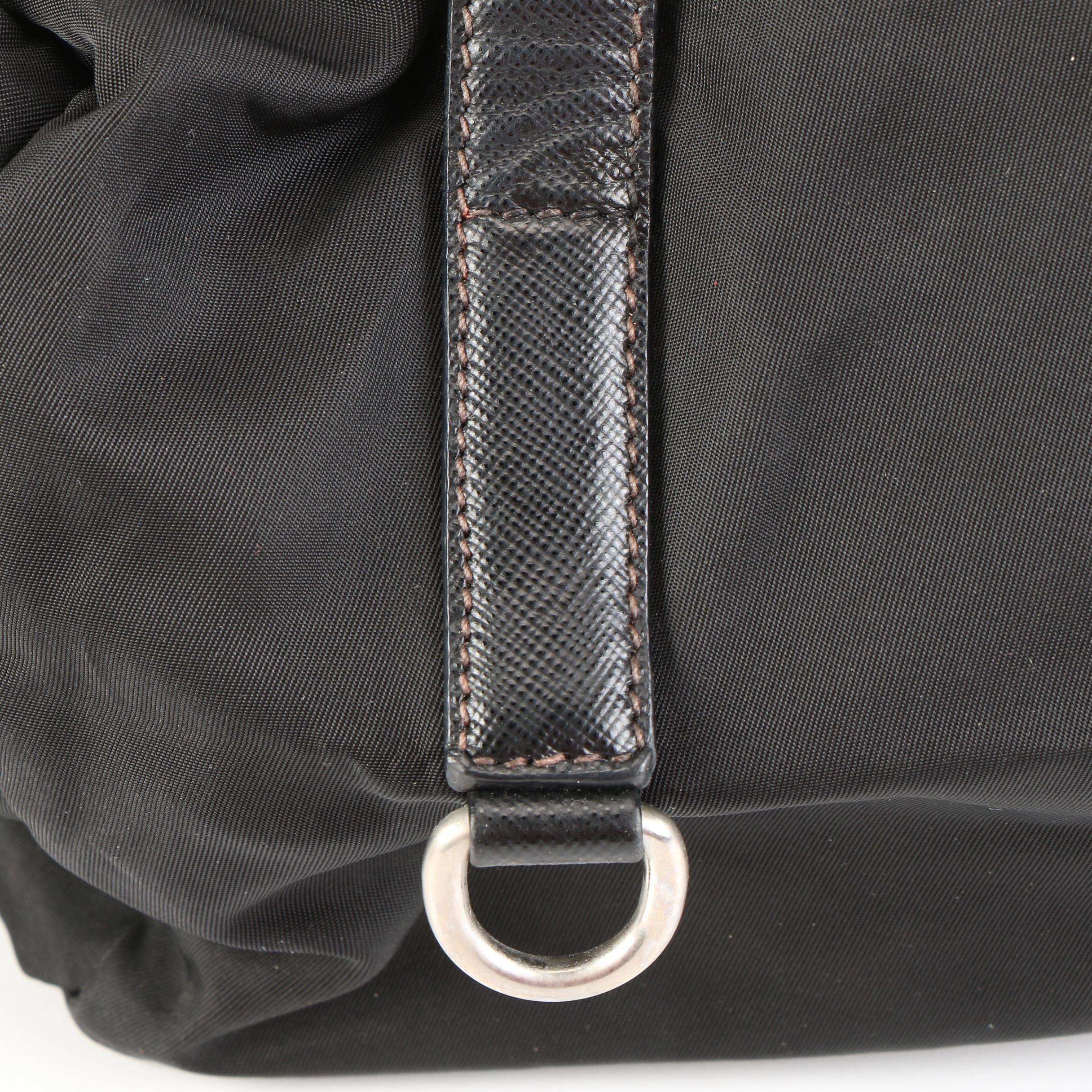 Prada Handbag in Black Tessuto Nylon and Saffiano Leather Trim