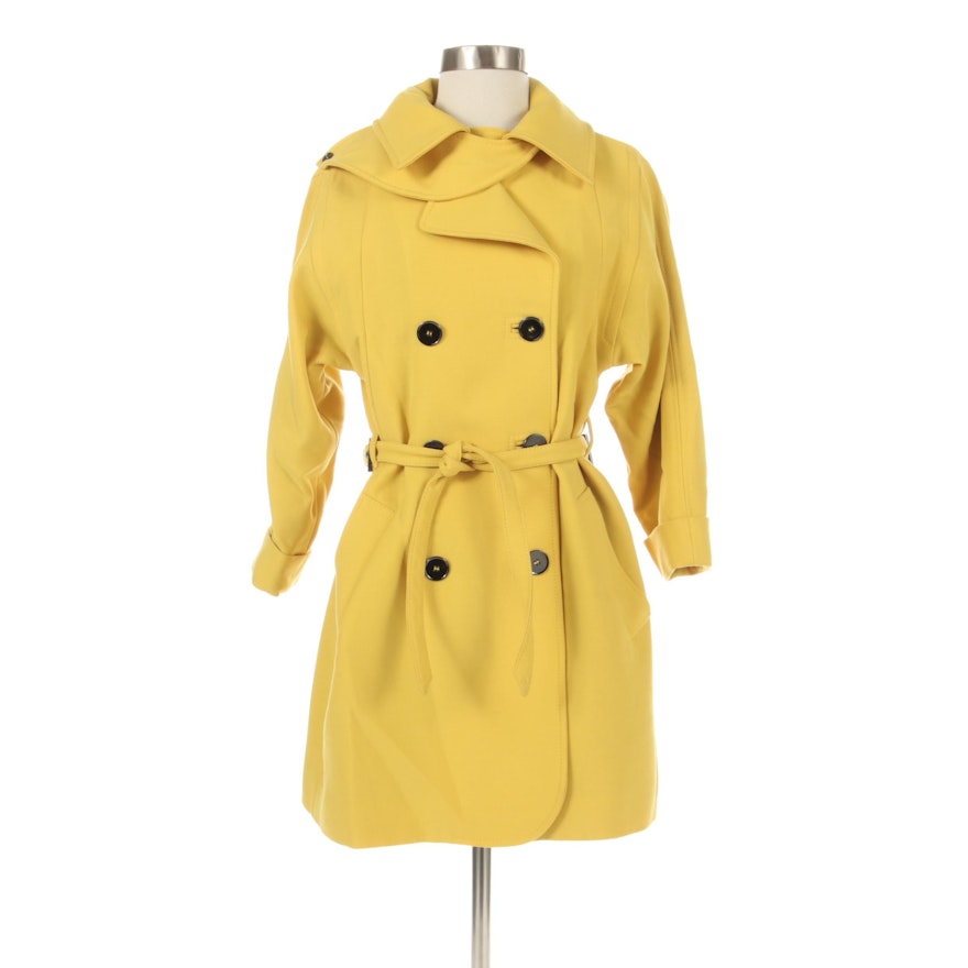 Dolce & Gabbana Yellow Wool Crepe Double-Breasted Trench Coat