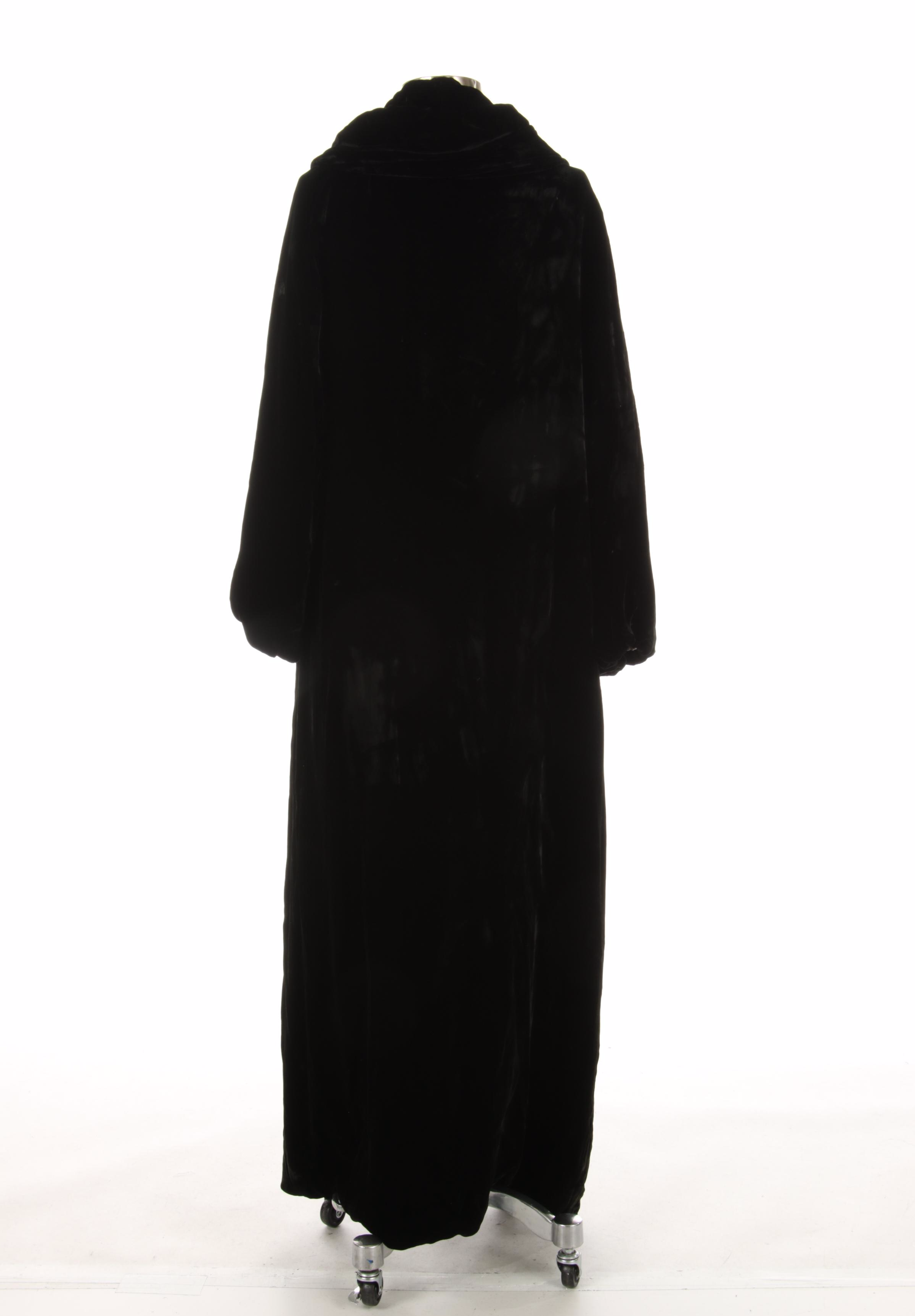 Black Velveteen Full-Length Opera Coat