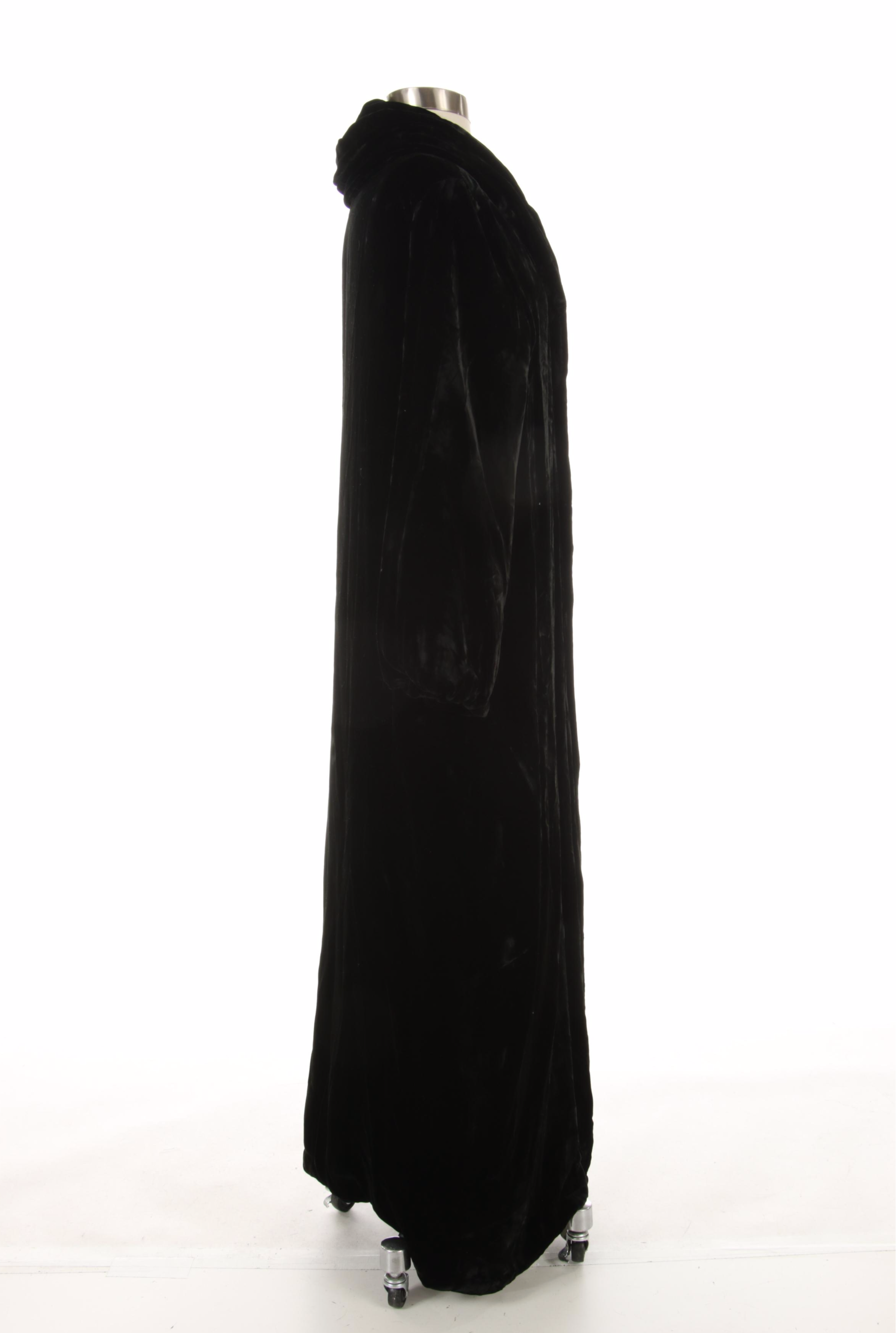 Black Velveteen Full-Length Opera Coat