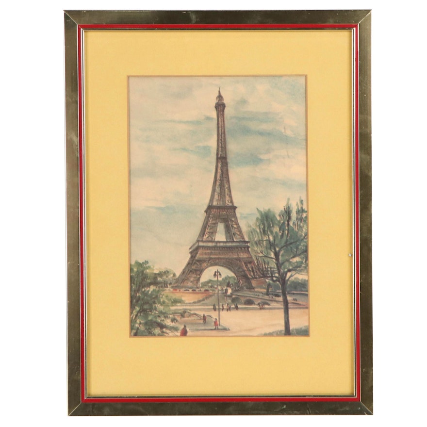 Offset Lithograph of Eiffel Tower