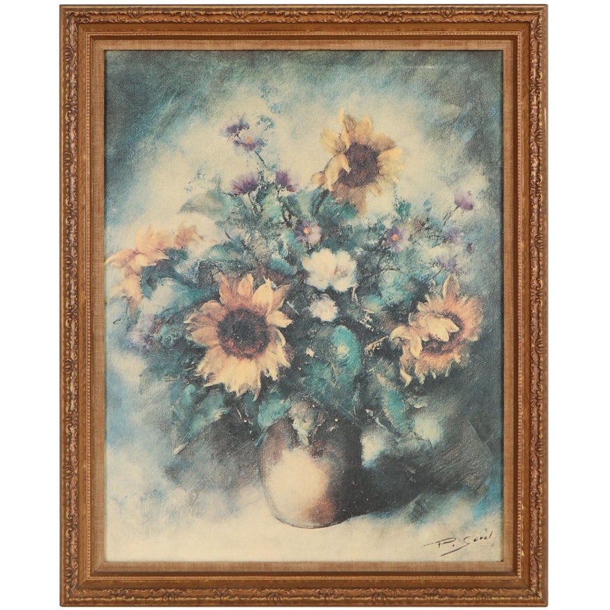 Offset Lithograph After Pierre Sorel of Sunflower Bouquet, Late 20th Century