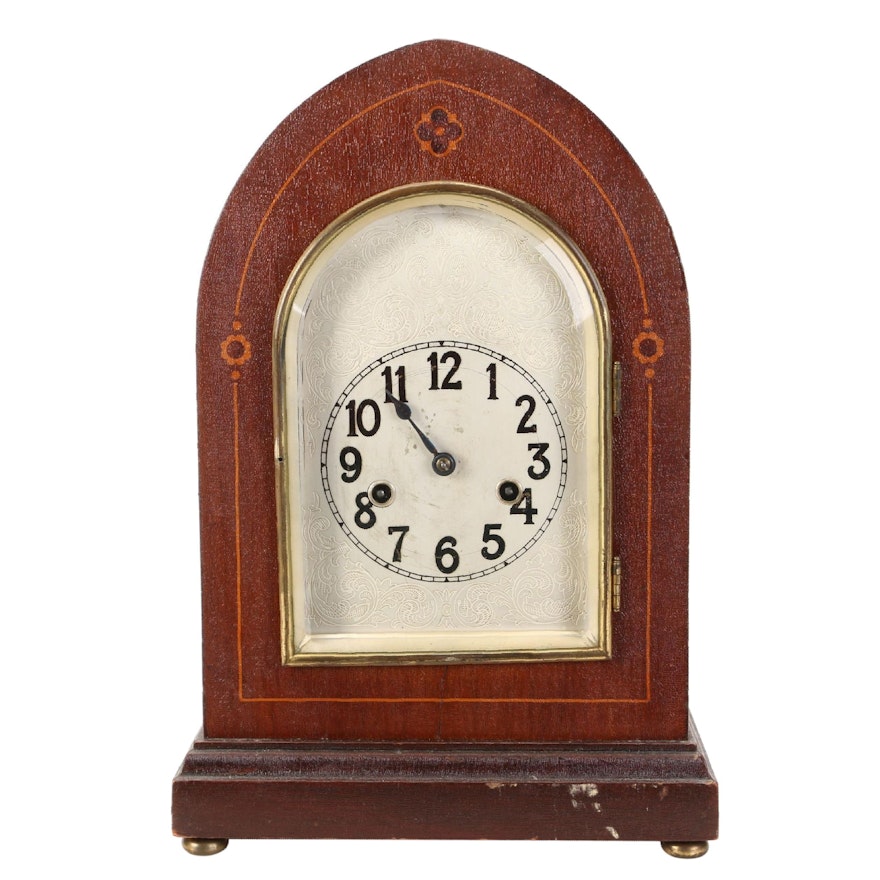 Hamburg American Clock Company Mahogany Beehive Mantel Clock