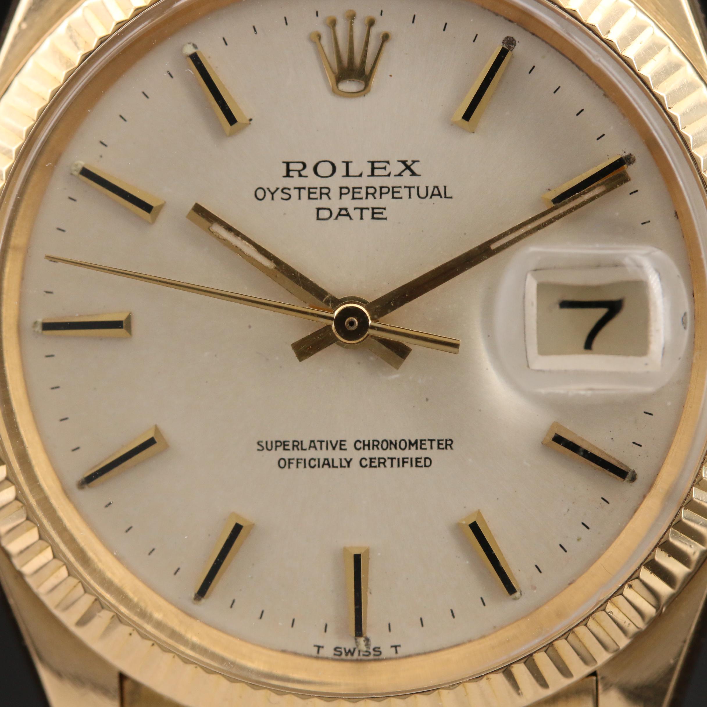 1973 Rolex Oyster Perpetual Date 1503 18K Gold Automatic Watch
