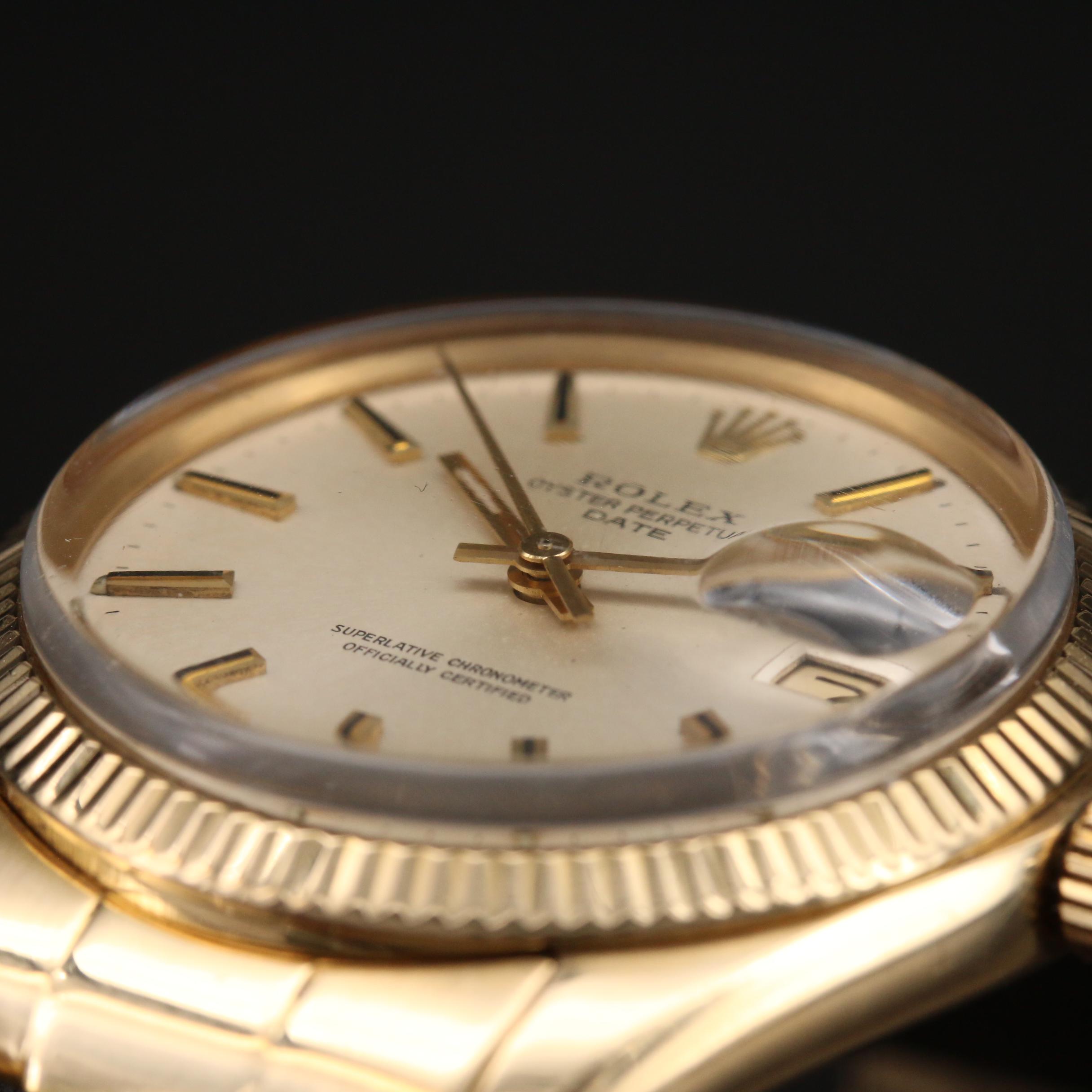 1973 Rolex Oyster Perpetual Date 1503 18K Gold Automatic Watch