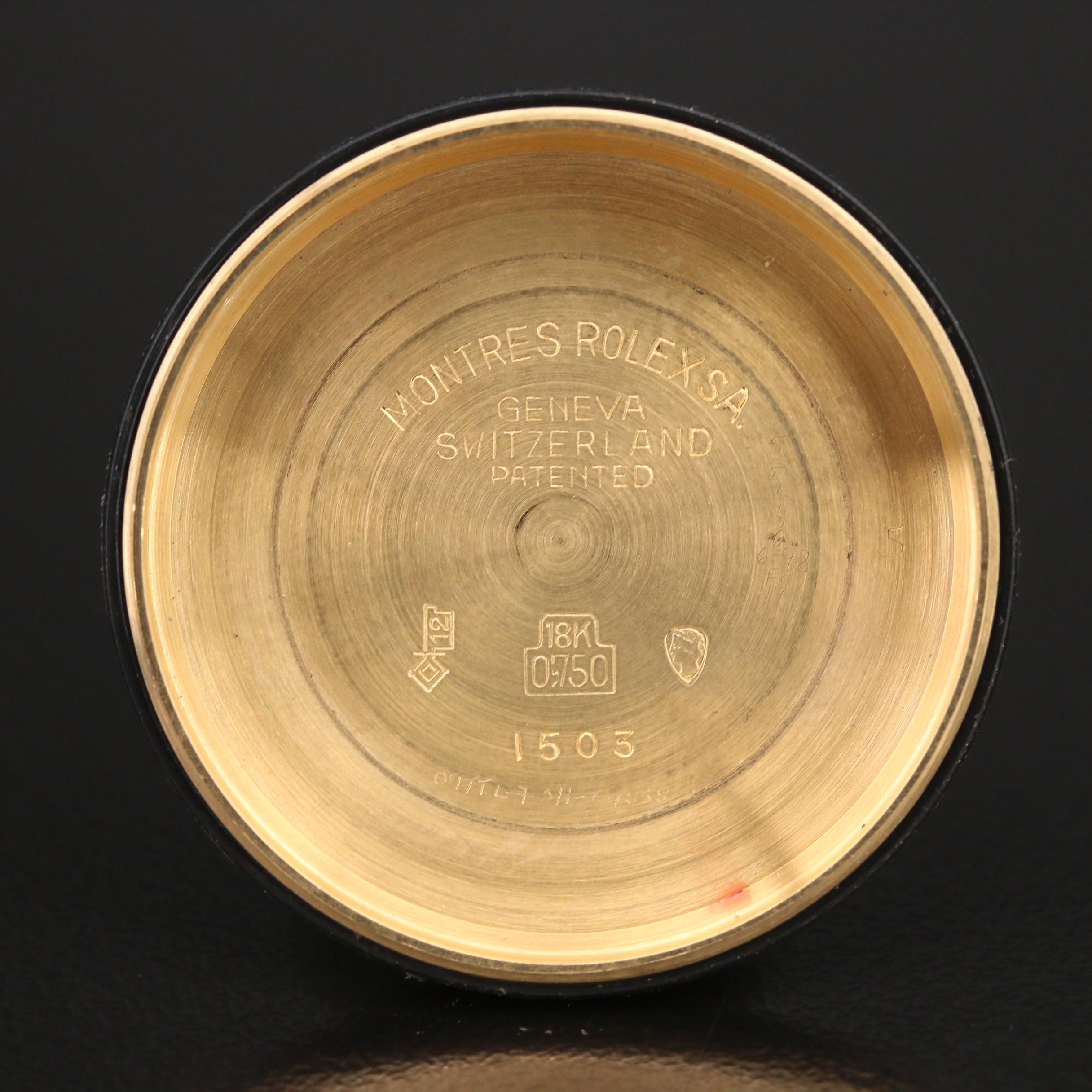 1973 Rolex Oyster Perpetual Date 1503 18K Gold Automatic Watch