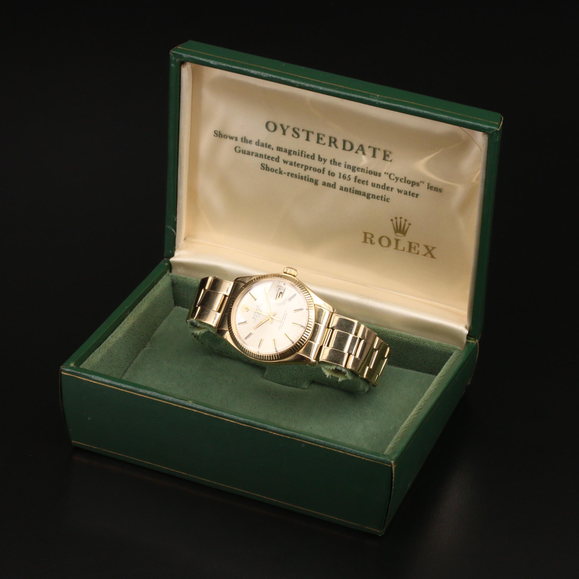 1973 Rolex Oyster Perpetual Date 1503 18K Gold Automatic Watch