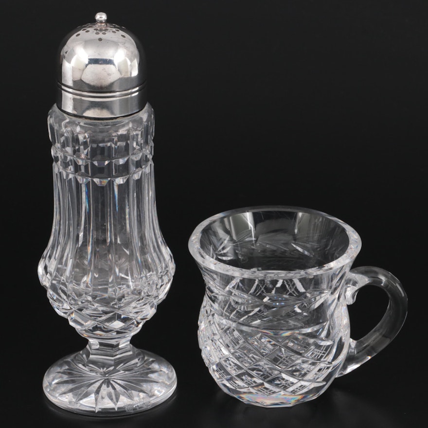 Waterford "Glandore" and Crystal Punch Cup and "Giftware" Footed Shaker