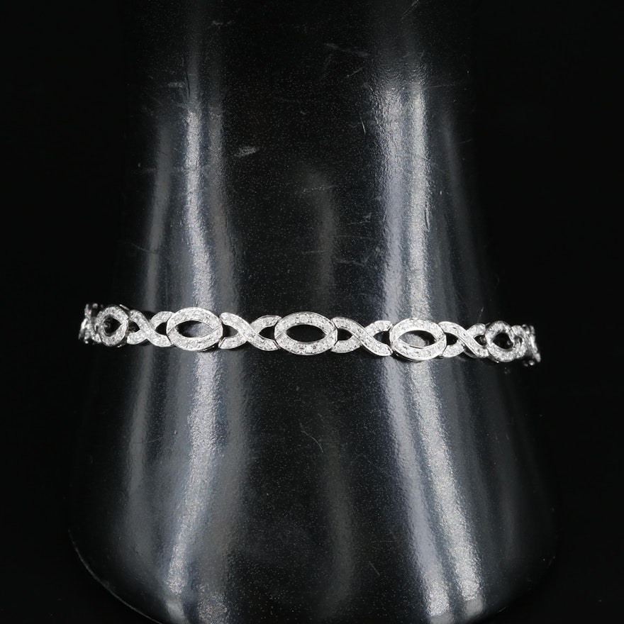 14K 1.00 CTW Diamond Crossover Bracelet