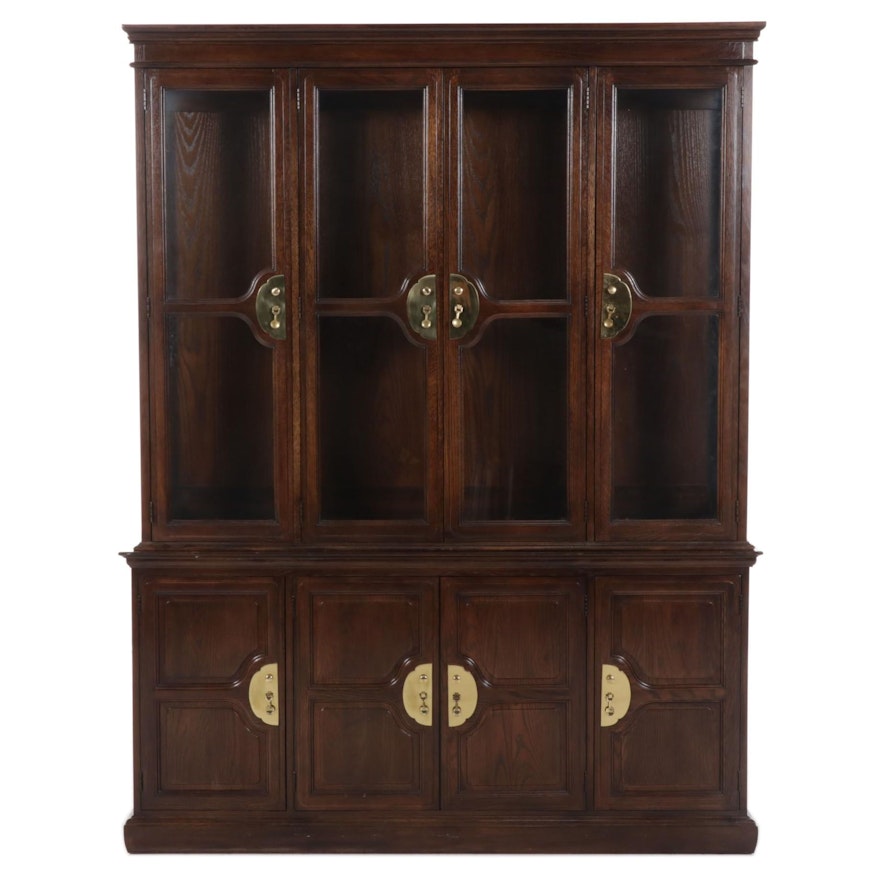 Davis Cabinet Company Asian Style Walnut China Cabinet, Late 20th Century