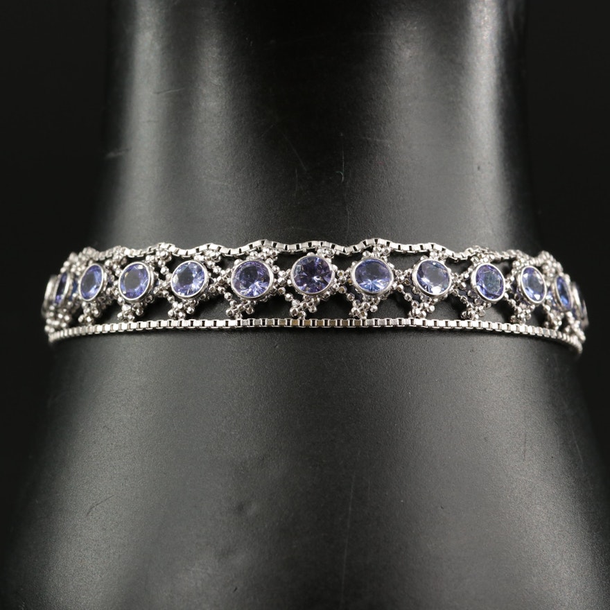 Sterling Tanzanite Bezel Set Bracelet