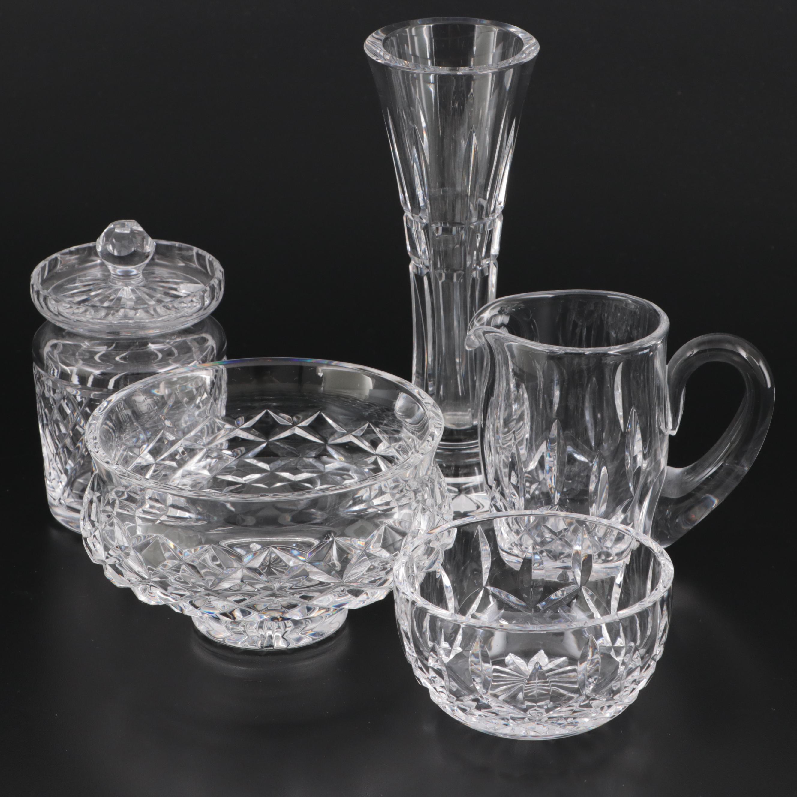 Waterford Crystal "Comeragh" Footed Bowl and Other Tableware, Late 20th Century