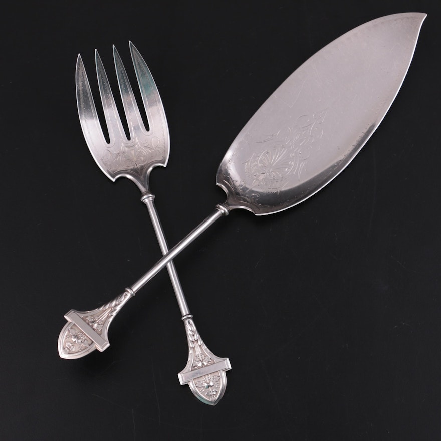 Gorham for Tiffany & Co. "Ivy" Sterling Silver Serving Utensils, Mid-19th C.