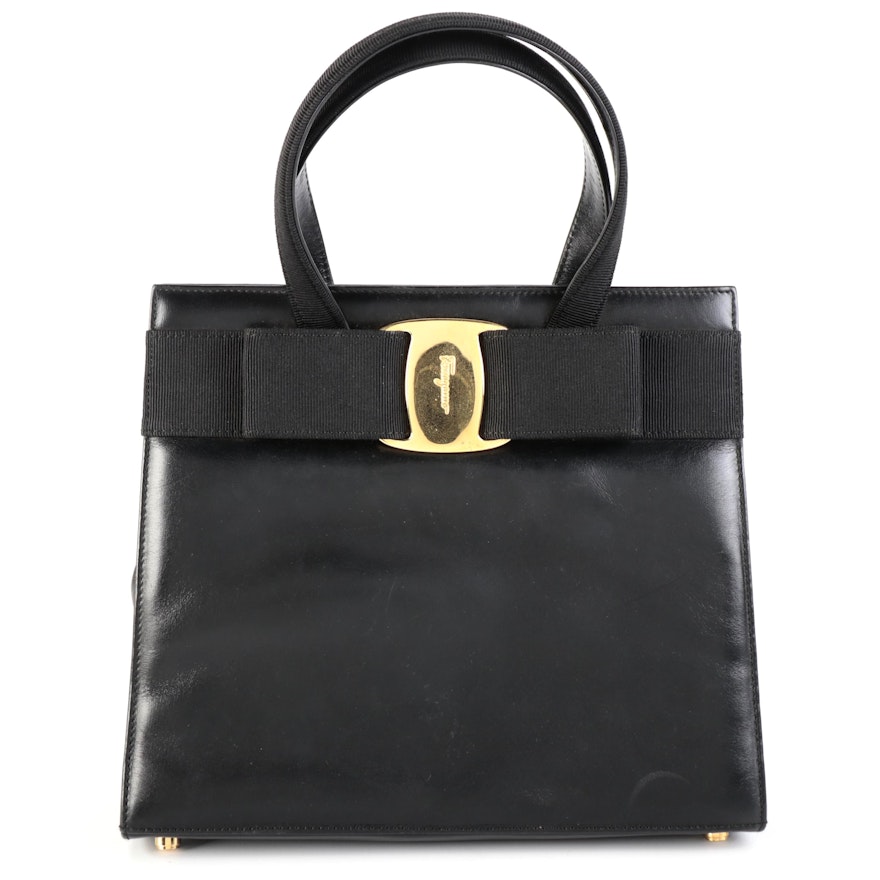 Salvatore Ferragamo Vara Bow Black Leather Handbag