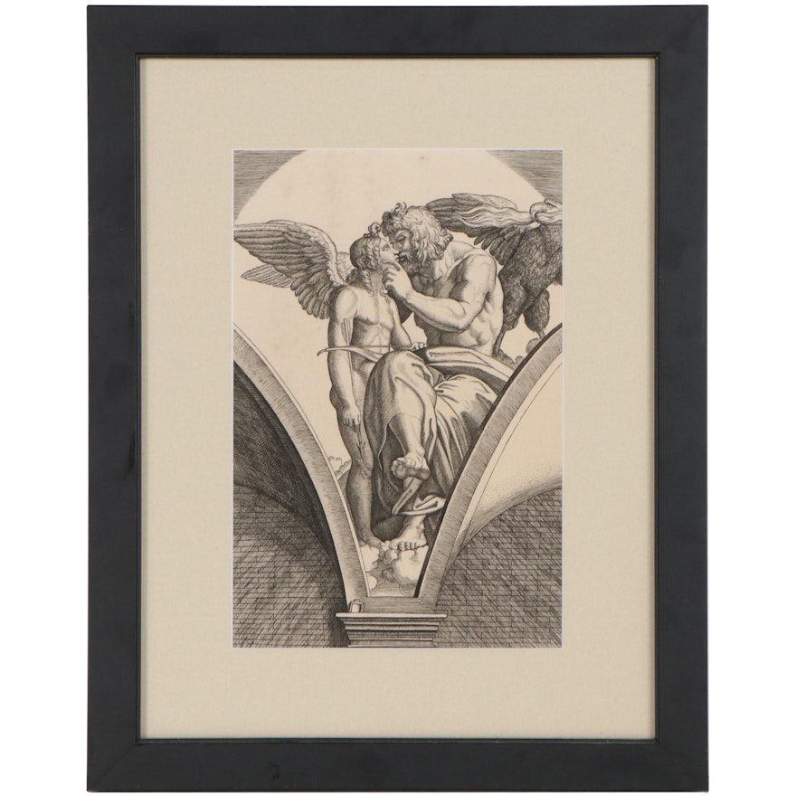 Engraving After Marcantonio Raimondi "Jupiter Embracing Cupid"