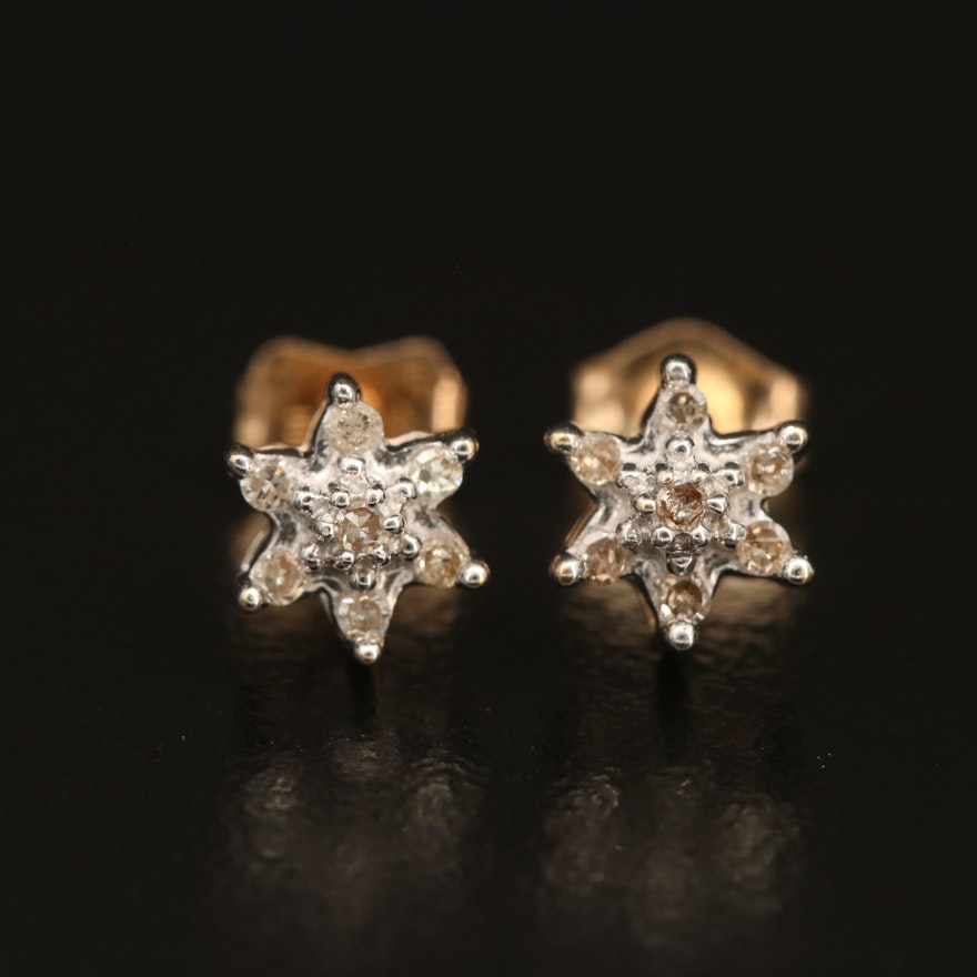 14K 0.09 CTW Diamond Star Stud Earrings
