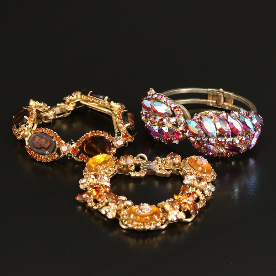 Vintage Juliana Bracelet Collection Including Clamper