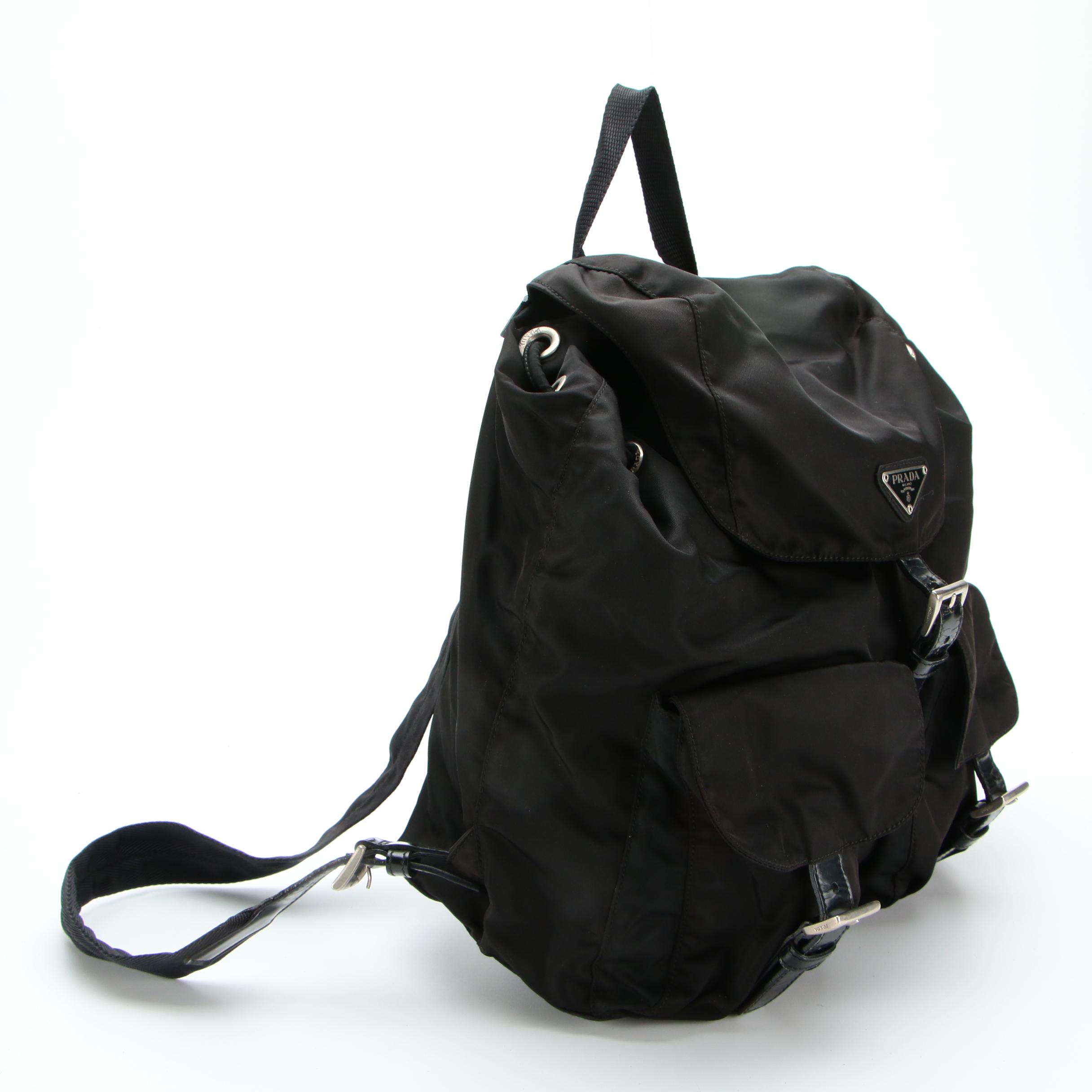 Prada Backpack in Black Tessuto Nylon with Leather Trim