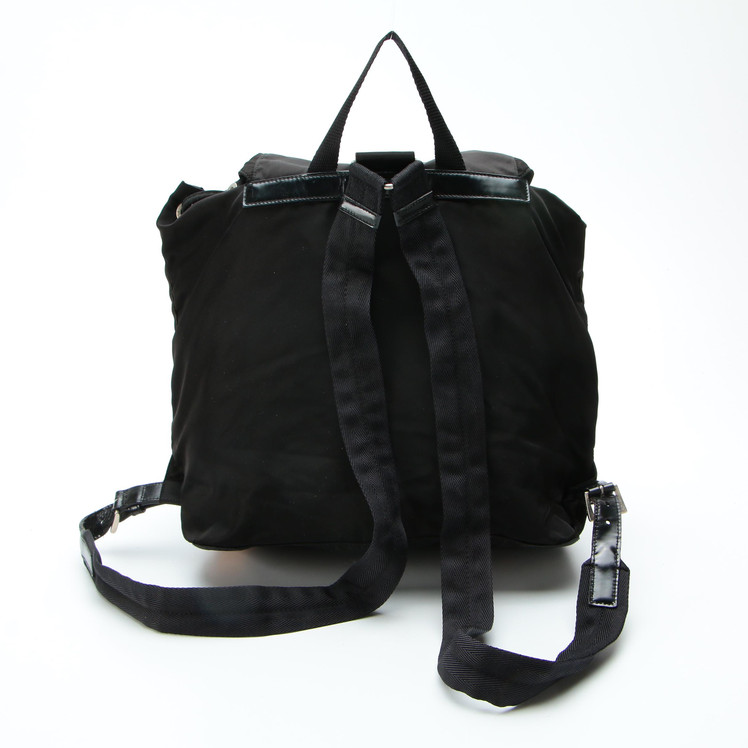 Prada Backpack in Black Tessuto Nylon with Leather Trim