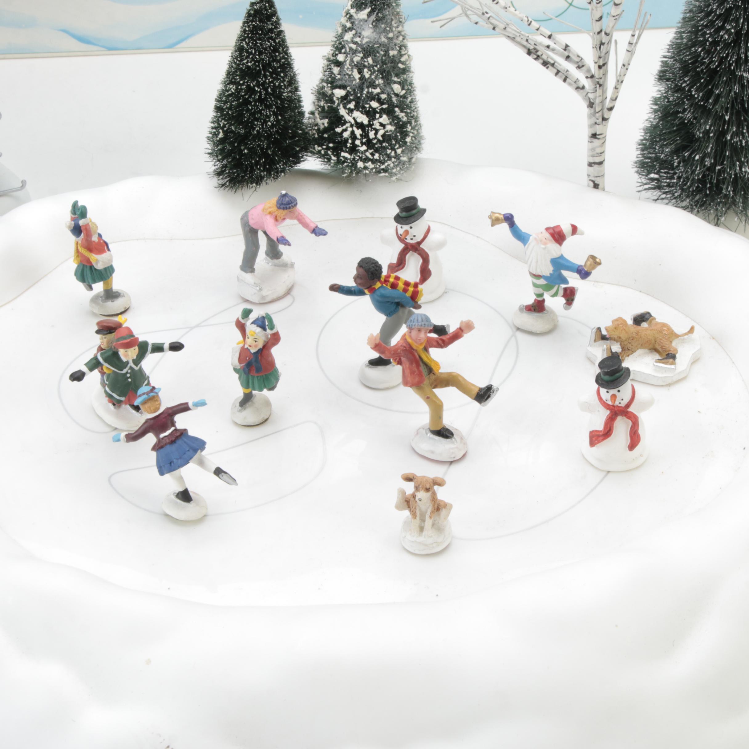 Department 56 Snow Village "Village Animated Skating Pond" Table Dècor and More