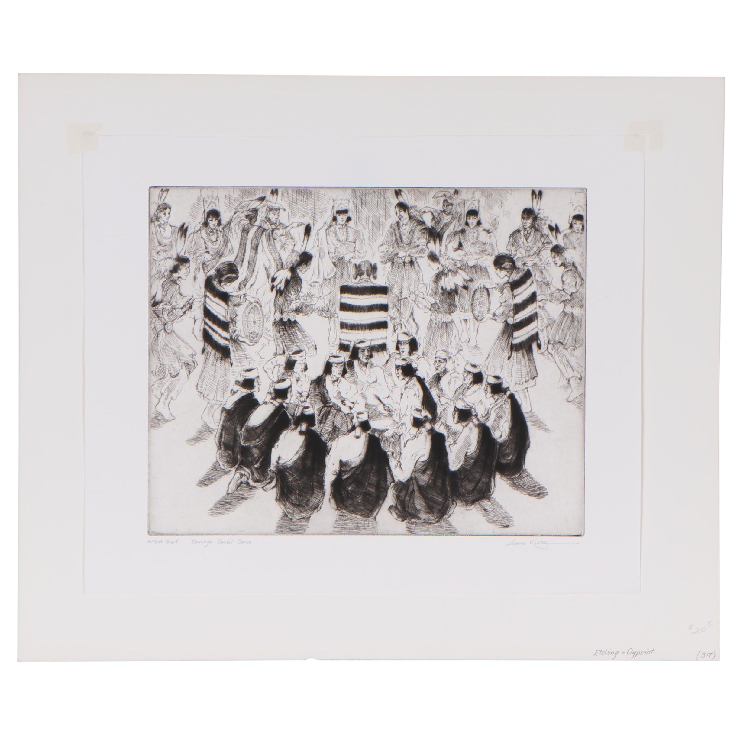 Gene Kloss Etching "Domingo Basket Dance," 1973