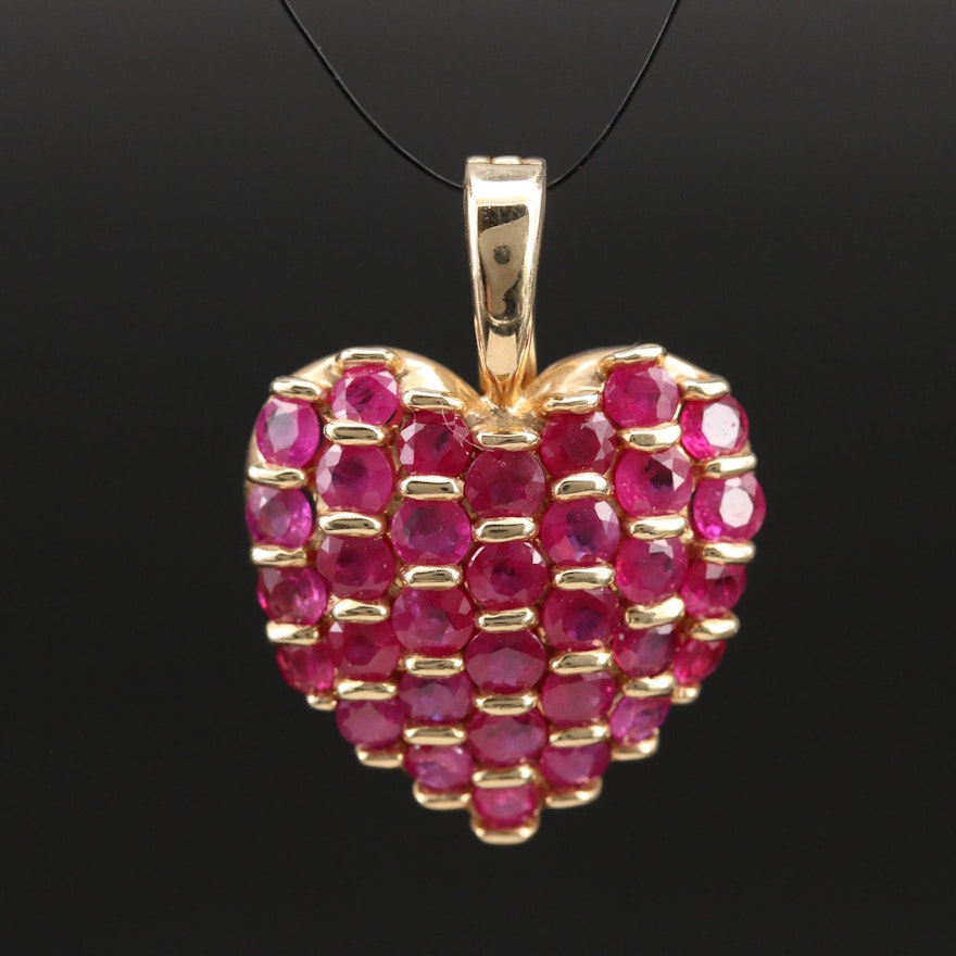 14K Ruby Heart Enhancer Pendant