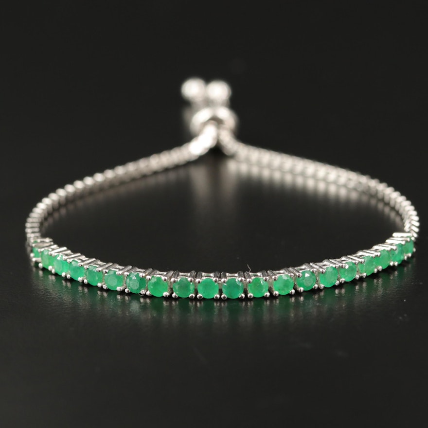 Sterling Emerald Bolo Bracelet